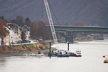 Die Einsatzstelle am Rhein (Foto: THW)